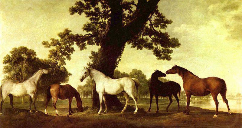 George Stubbs Pferde in einer Landschaft oil painting image